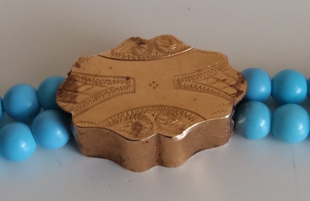 頸鏈 - 14 克拉 黃金 - 宝蓝色意大利面 #3.2