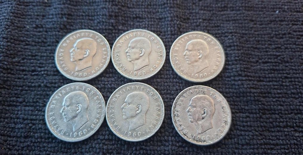 Kreikka. Paul I. 20 Drachmai x6 1960 (Ei pohjahintaa) #1.0