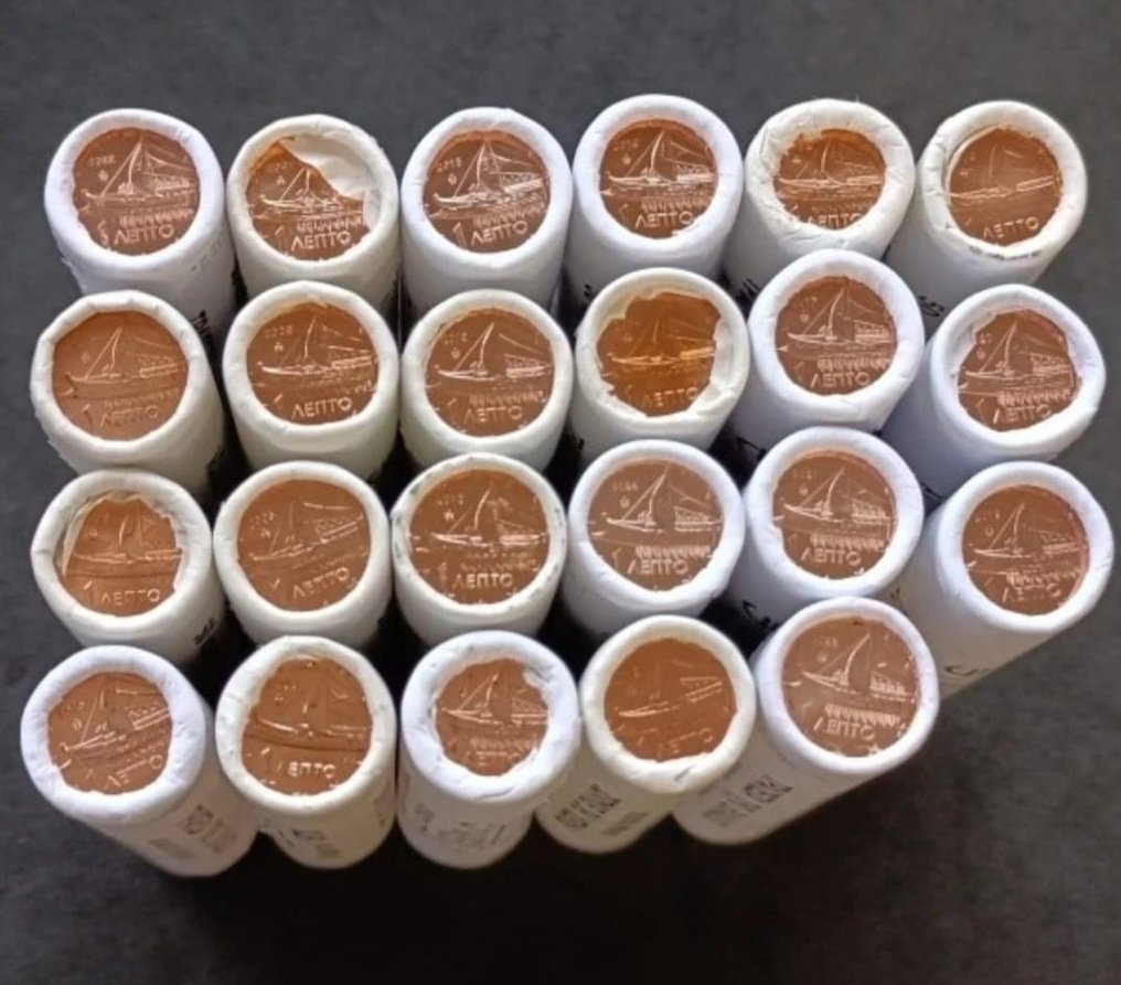 Ελλάδα. 1 Cent 2002/2024 (1150 monete) in 23 rotolini  (χωρίς τιμή ασφαλείας) #1.0