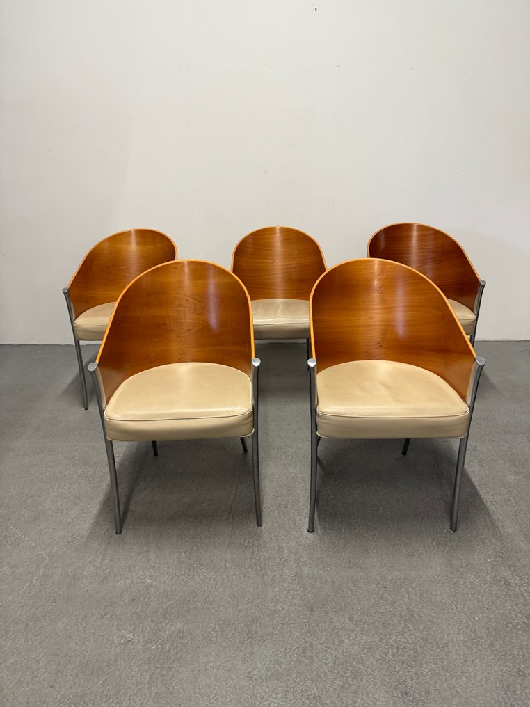 Aleph - Philippe Starck - Stuhl (5) - King Costes - Holz, Leder, Stahl #2.1