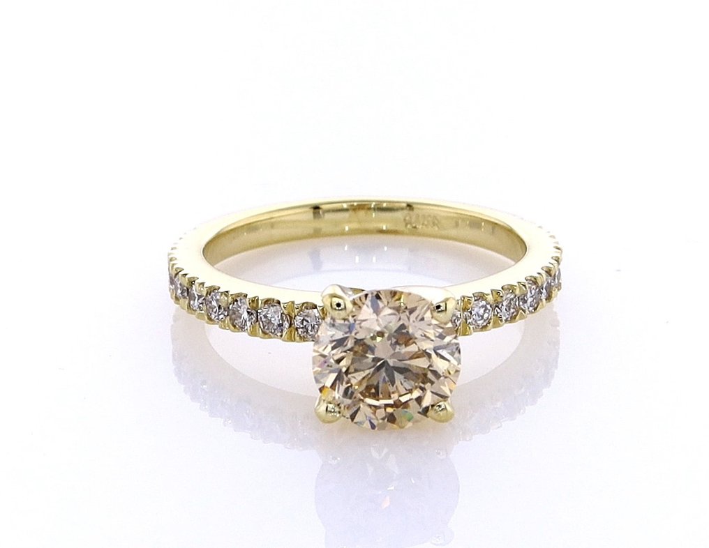Δαχτυλίδι - 14 καράτια Κίτρινο χρυσό -  1.59ct. tw. Διαμάντι (Φυσικού χρώματος) - Διαμάντι #1.0
