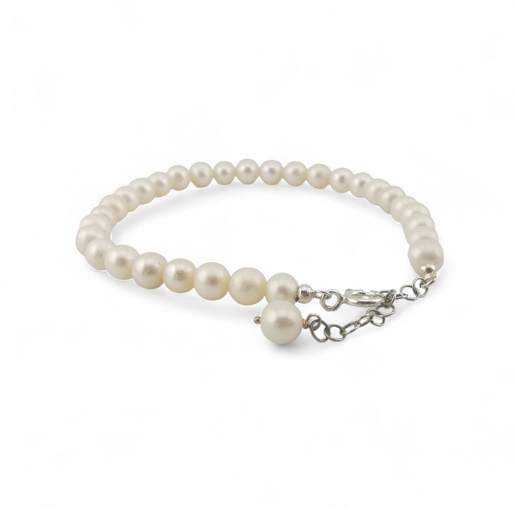 Μαργαριτάρι - Ασημί - Βραχιόλι - ιταλική χειροτεχνία #1.0