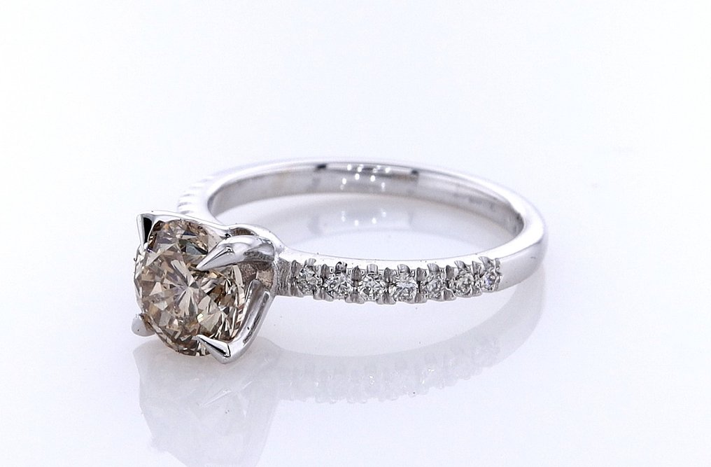 Sormus - 14 kt. Valkokulta - 1.31ct. tw. Timantti (Luonnonvärinen) - Timantti #2.1