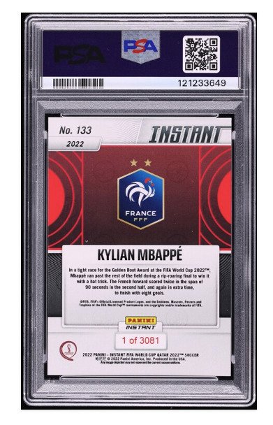 2022 Panini Kylian Mbappé #133 - Golden Boot - Printed 3.081 - PSA 10 - 1 Graded card #1.0