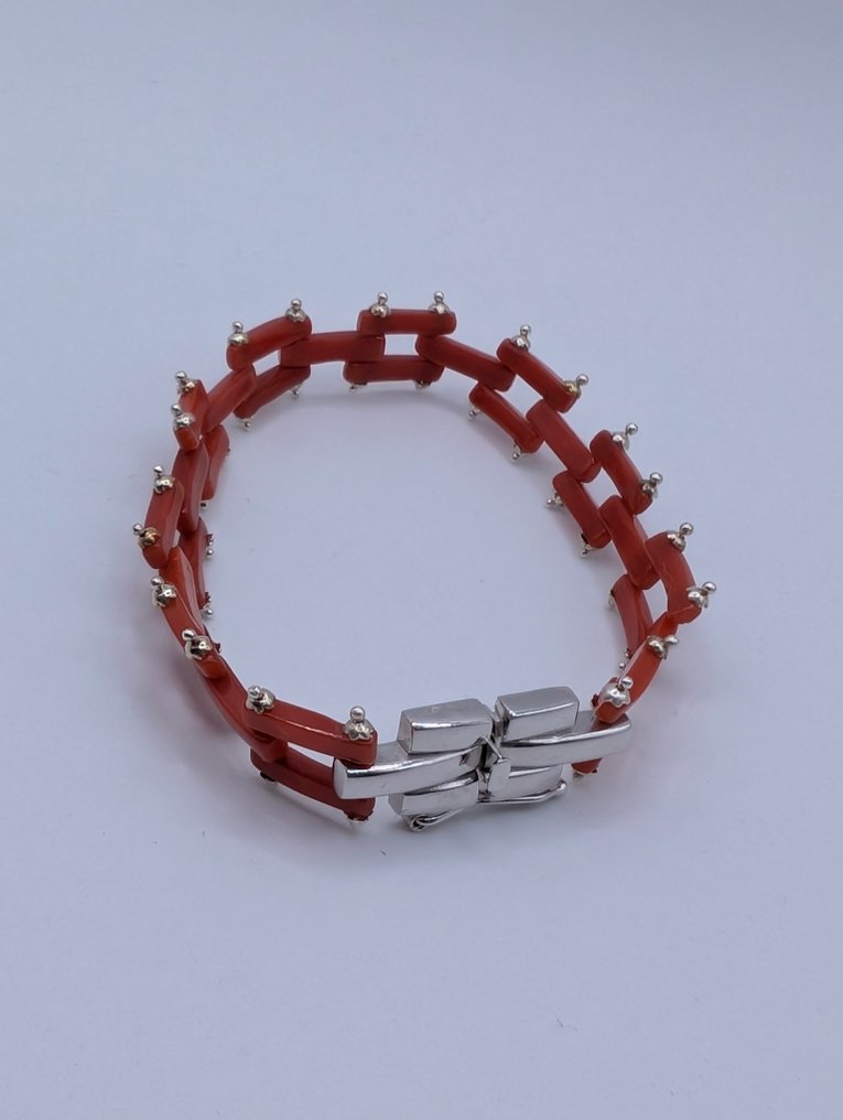 Κοράλλι - Ασημί - Βραχιόλι #3.2