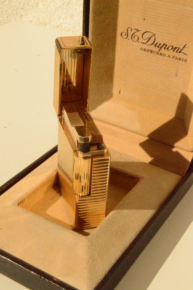 S.T. Dupont - LINE 1 BR Small- "Horizontal Lines"  with Box - Taskusytytin - Kulta #4.3