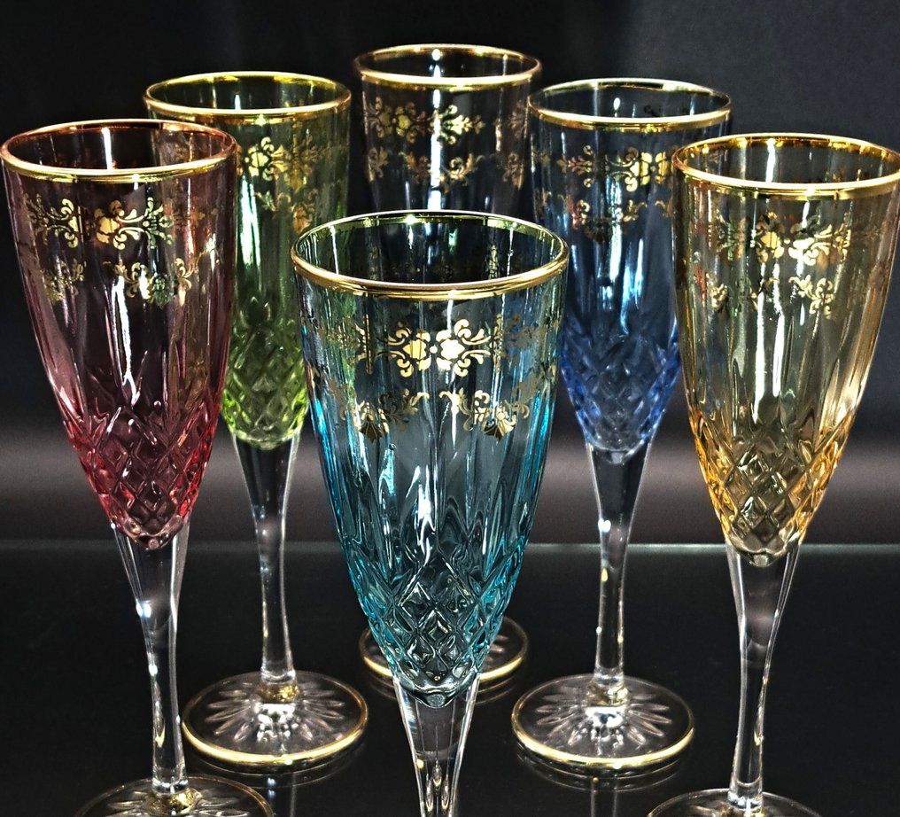 Artemisia - Drinking set (6) - I Merletti - Crystal, gold 24kt #1.0