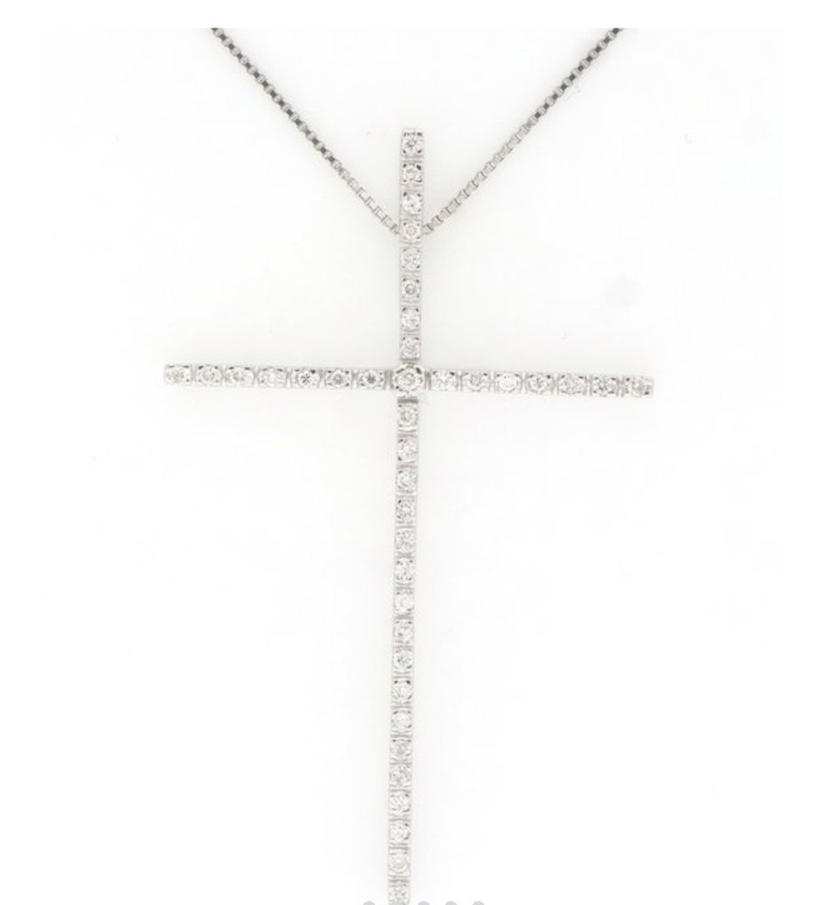 吊坠 - 18K包金 白金 钻石 (天然)  #1.0