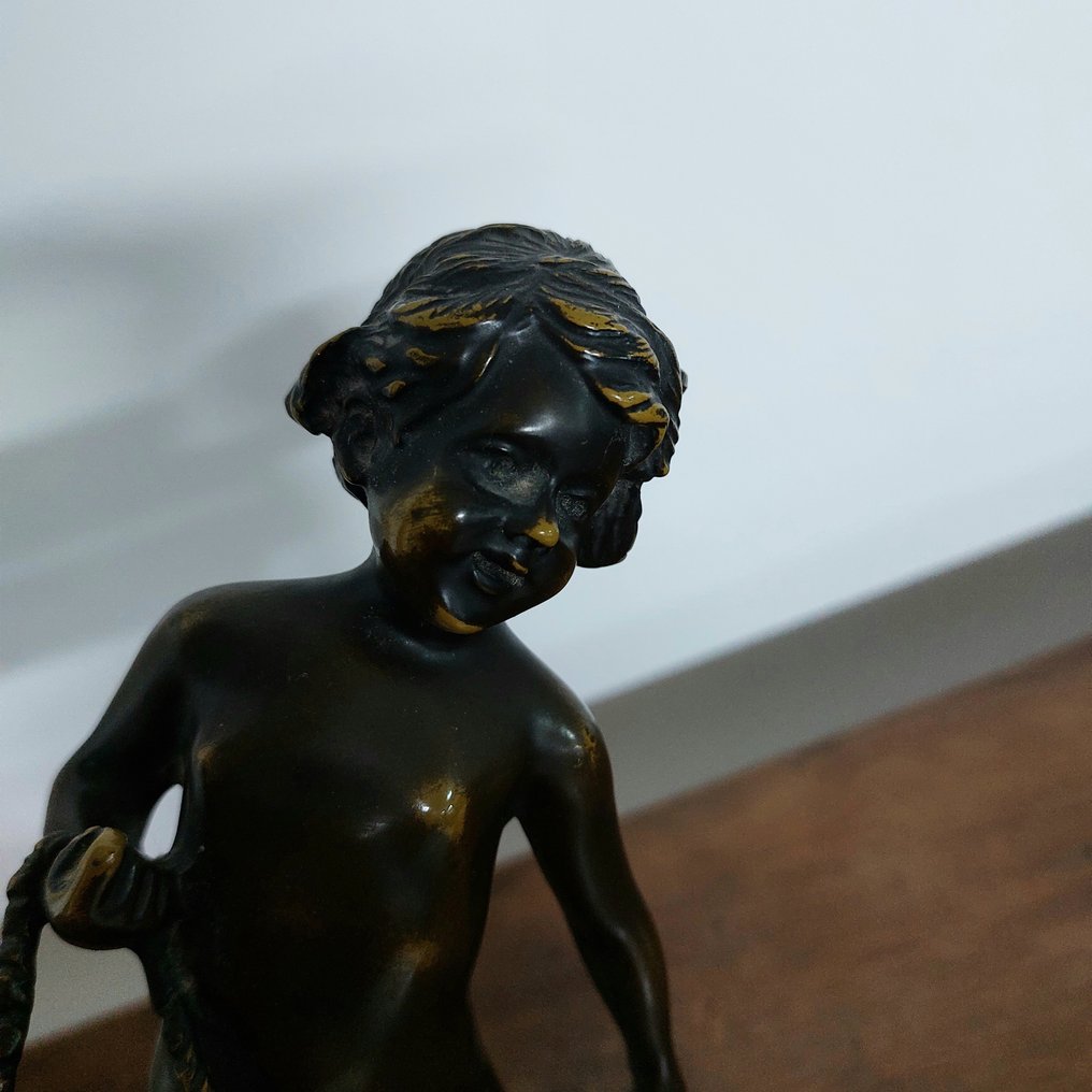 Scultore Francese - Scultura, Fanciullo - 27 cm - Bronzo patinato #1.0