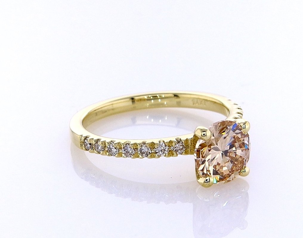 Anillo - 14 quilates Oro amarillo -  1.18ct. tw. Diamante (Color natural) - Diamante #1.0