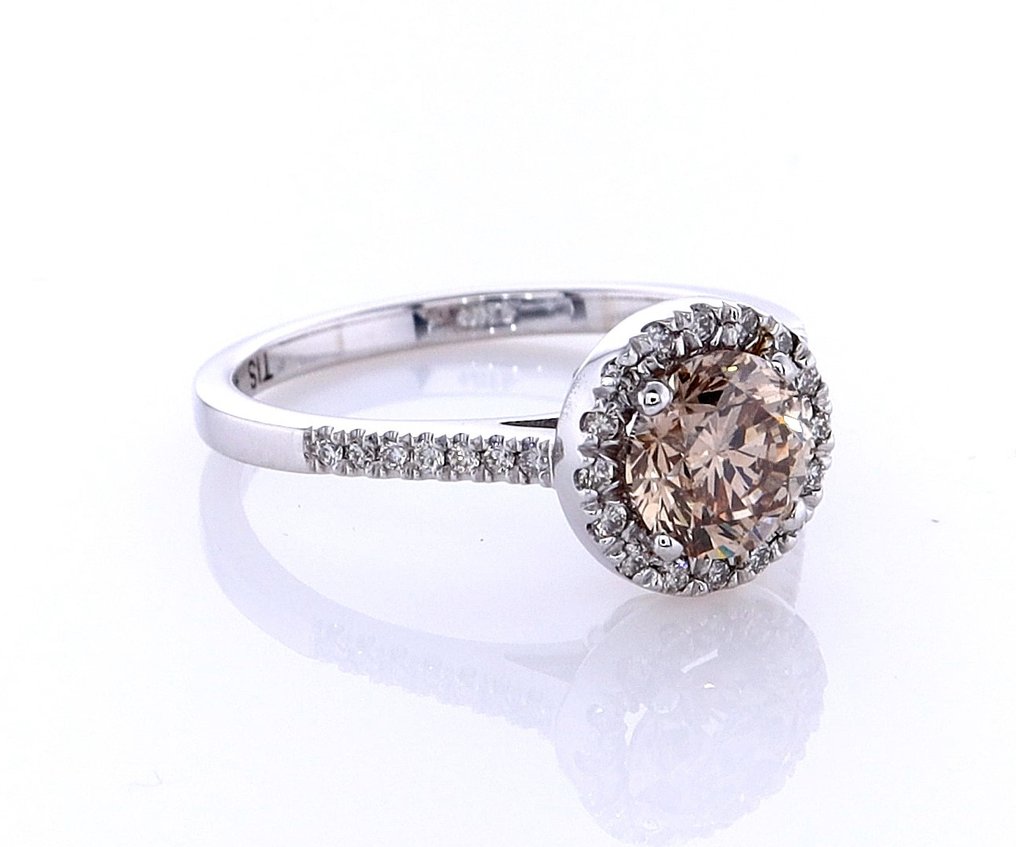 Ring - 14 karaat Witgoud - 1.33ct. tw. Diamant (Natuurlijk gekleurd) - Diamant #1.0