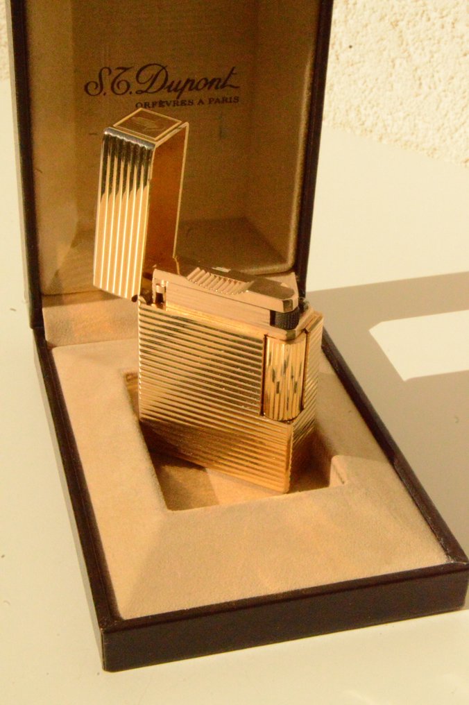 S.T. Dupont - LINE 1 BR Small- "Horizontal Lines"  with Box - Taskusytytin - Kulta #2.1