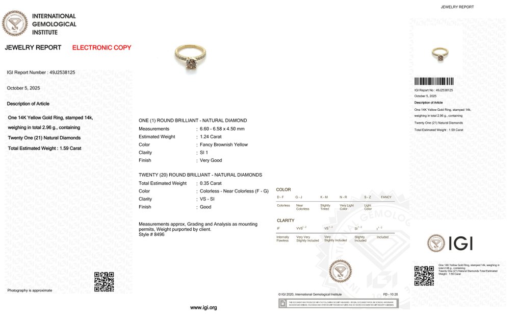 Δαχτυλίδι - 14 καράτια Κίτρινο χρυσό -  1.59ct. tw. Διαμάντι (Φυσικού χρώματος) - Διαμάντι #3.2