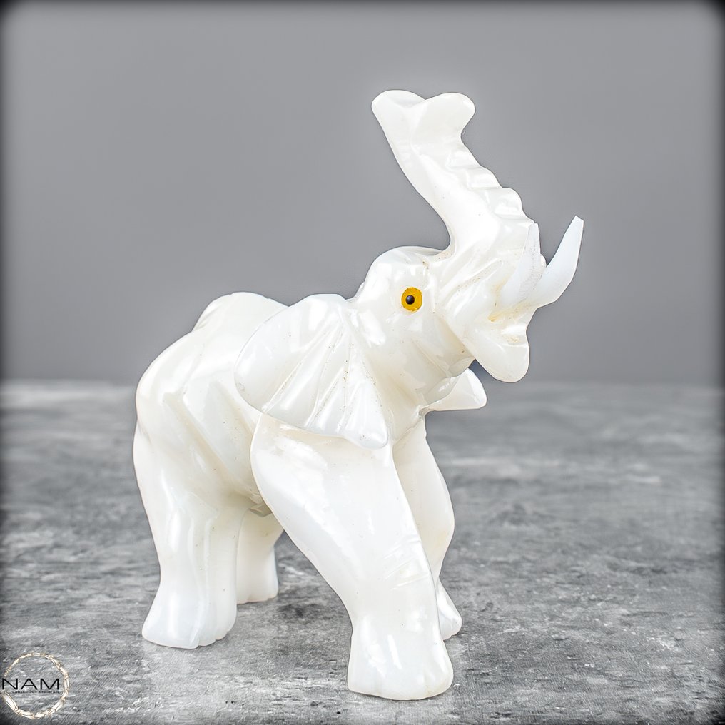 Éléphant en calcite exclusif – Force, grâce et lumière réunies dans un chef-d'œuvre de pierre.- 52.25 g #4.3