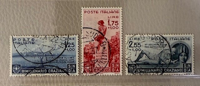 Olasz Királyság 1936 - Bimillenario Oraziano 3v használt - Sassone N. 403/405 #1.0
