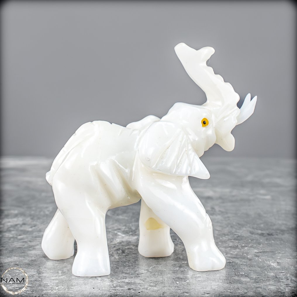 Éléphant en calcite exclusif – Force, grâce et lumière réunies dans un chef-d'œuvre de pierre.- 52.25 g #2.1