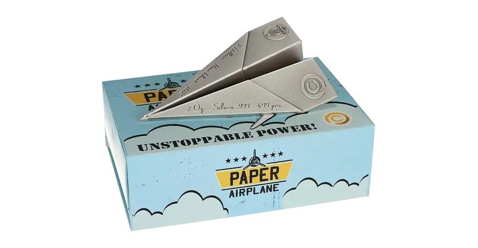 Niue. 2 Dollars 2025 2 oz Silver Paper Airplane-Shaped #1.0