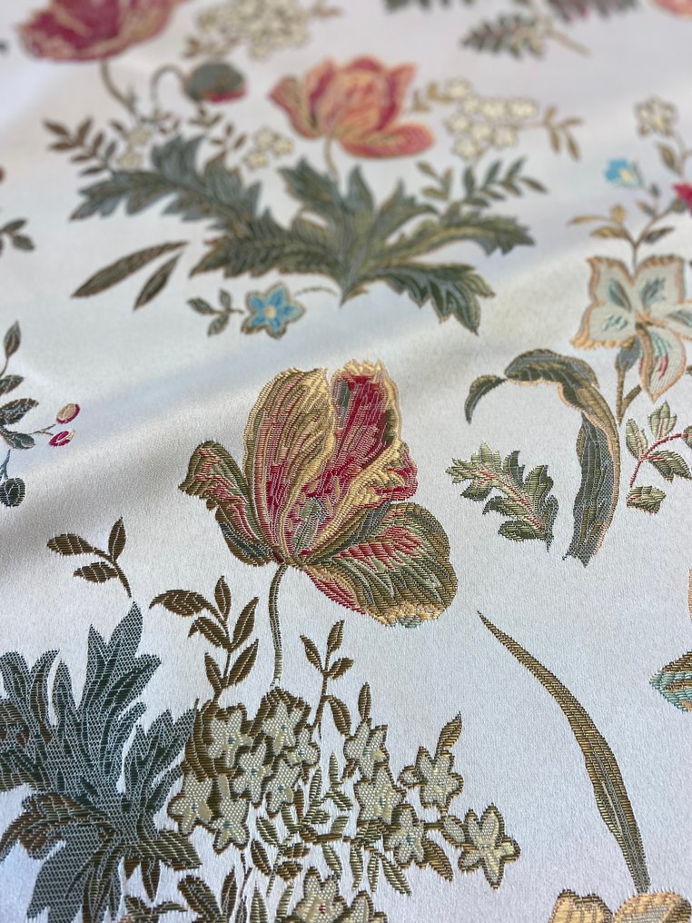 Luxurious lampasso in San Leucio style, dyed in ivory color. - Textile  - 260 cm - 280 cm #4.3