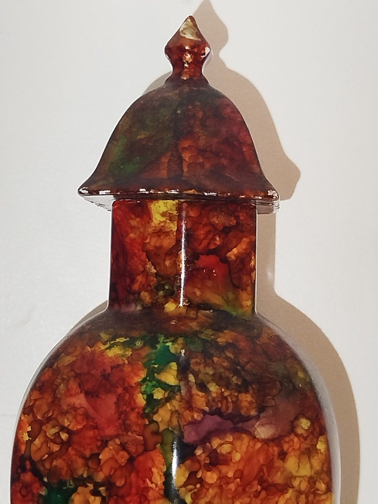 Jean-Noël Bouillet (1943...) - Lidded vase - Glass, Double coat lacquer technique #3.2