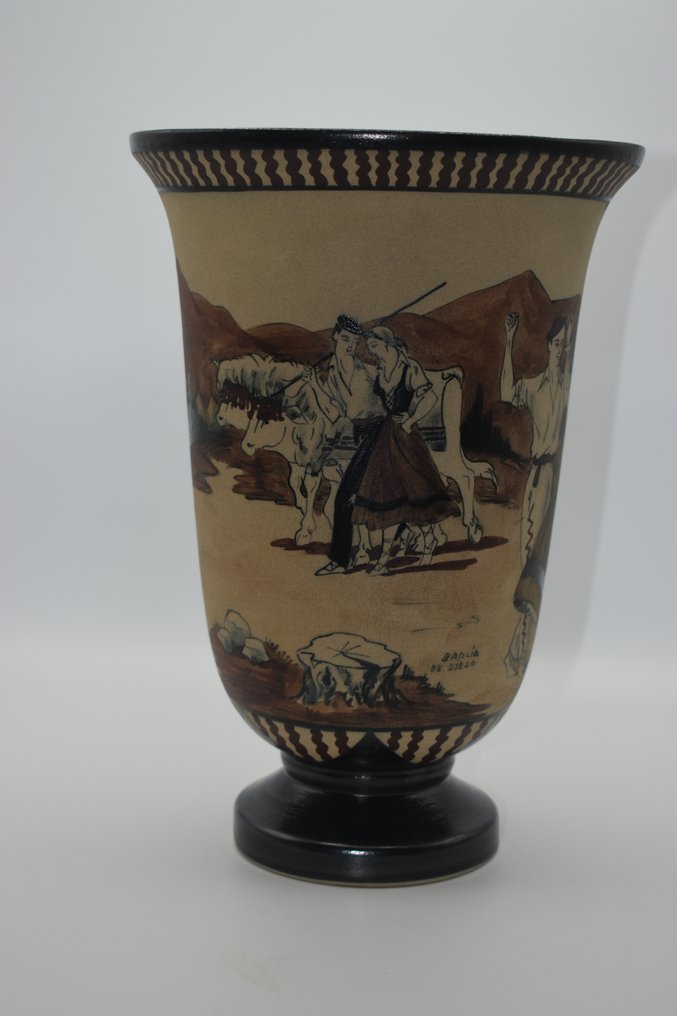 Grès de Ciboure - Garcia De Diego - Vase - Scener av Folklore - Steintøy - Den store vasen fra Ciboure #1.0