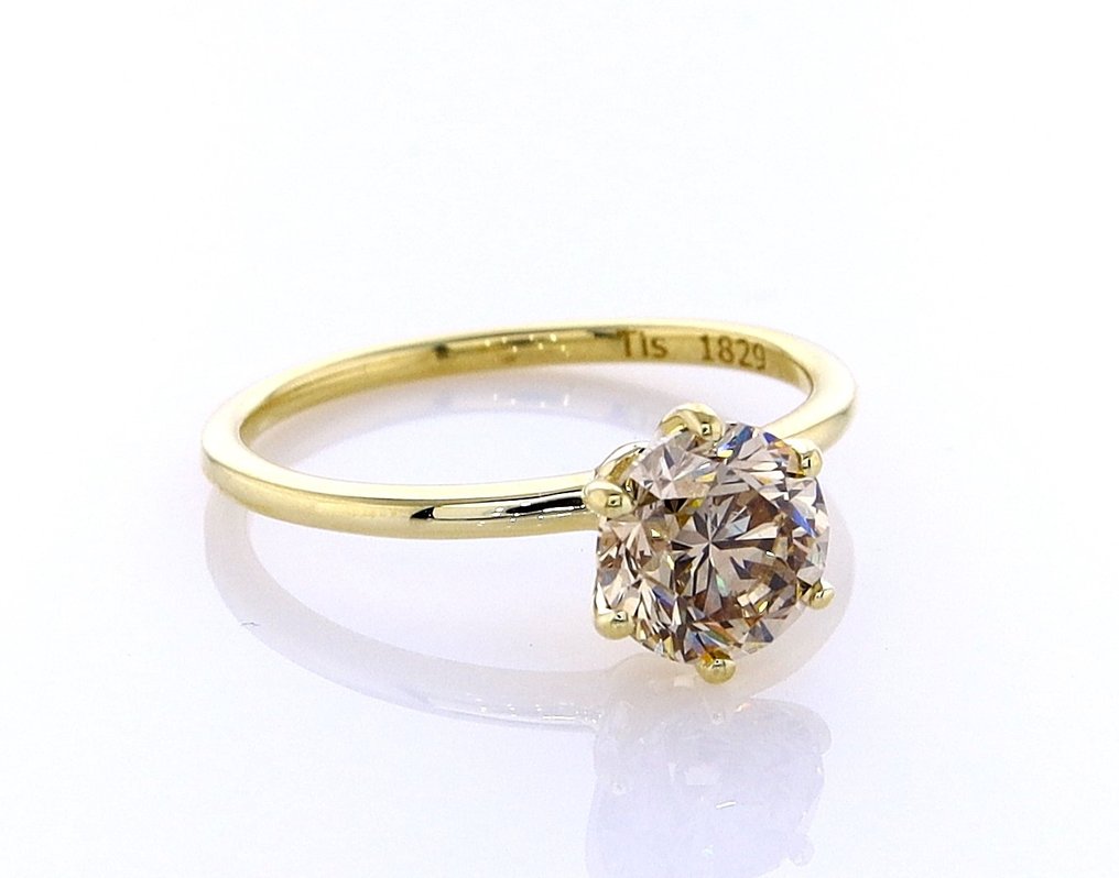 戒指 - 14K包金 黄金 -  1.34ct. tw. 钻石 (天然色彩的) #1.0