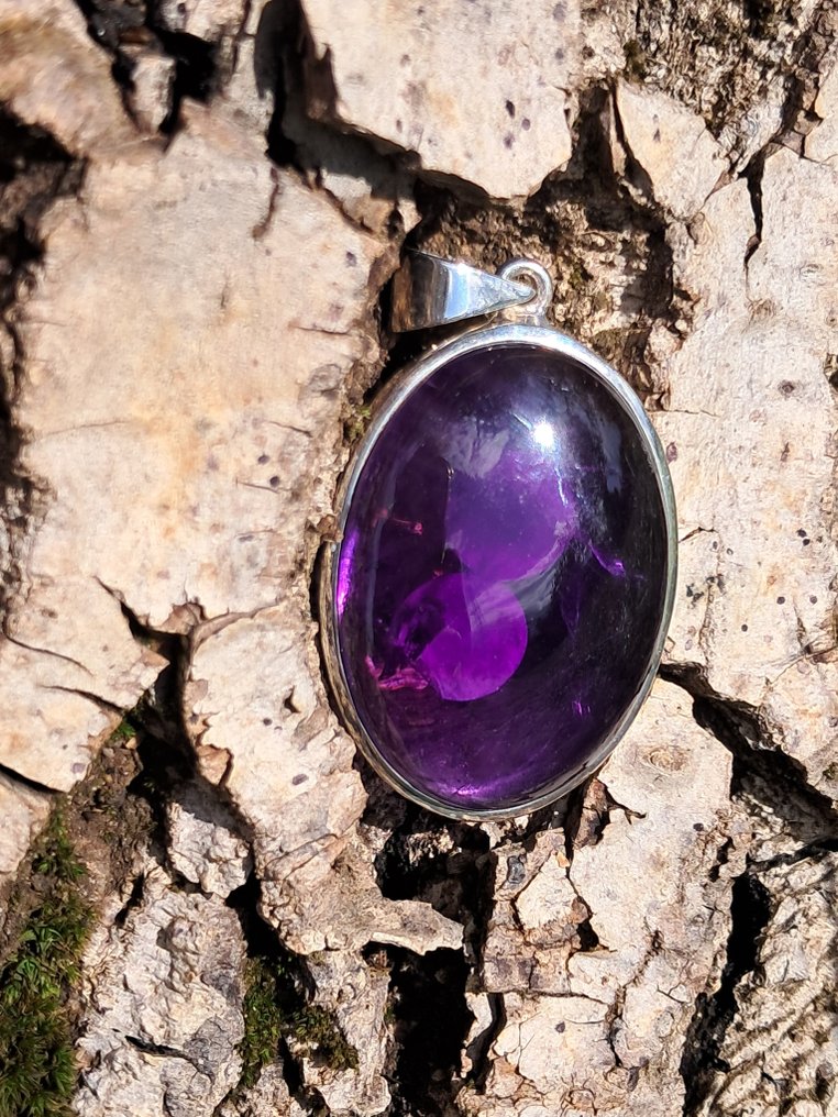 925纯银首饰，配以高品质紫水晶，独一无二的作品 - 高度: 40 mm - 闊度: 23 mm- 11.6 g - (1) #3.2