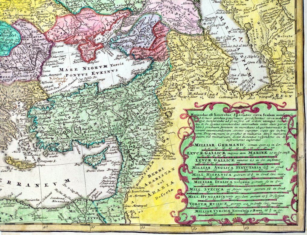 Ευρώπη - Ισλανδία, Γερμανία, Ιταλία, Ισπανία, Ολλανδία, Βέλγιο, Σκανδιναβία, Πολωνία, Γαλλία, Μέση Ανατολή; Johann Baptist HOMANN - Stereographic Projection of Europe - 1721-1750 #4.3