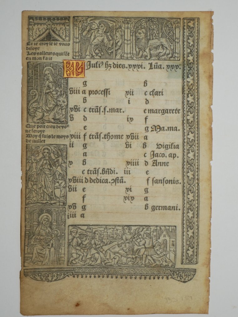 Vostre - Leaf from a book of hours, printed on vellum - 1502 #1.0
