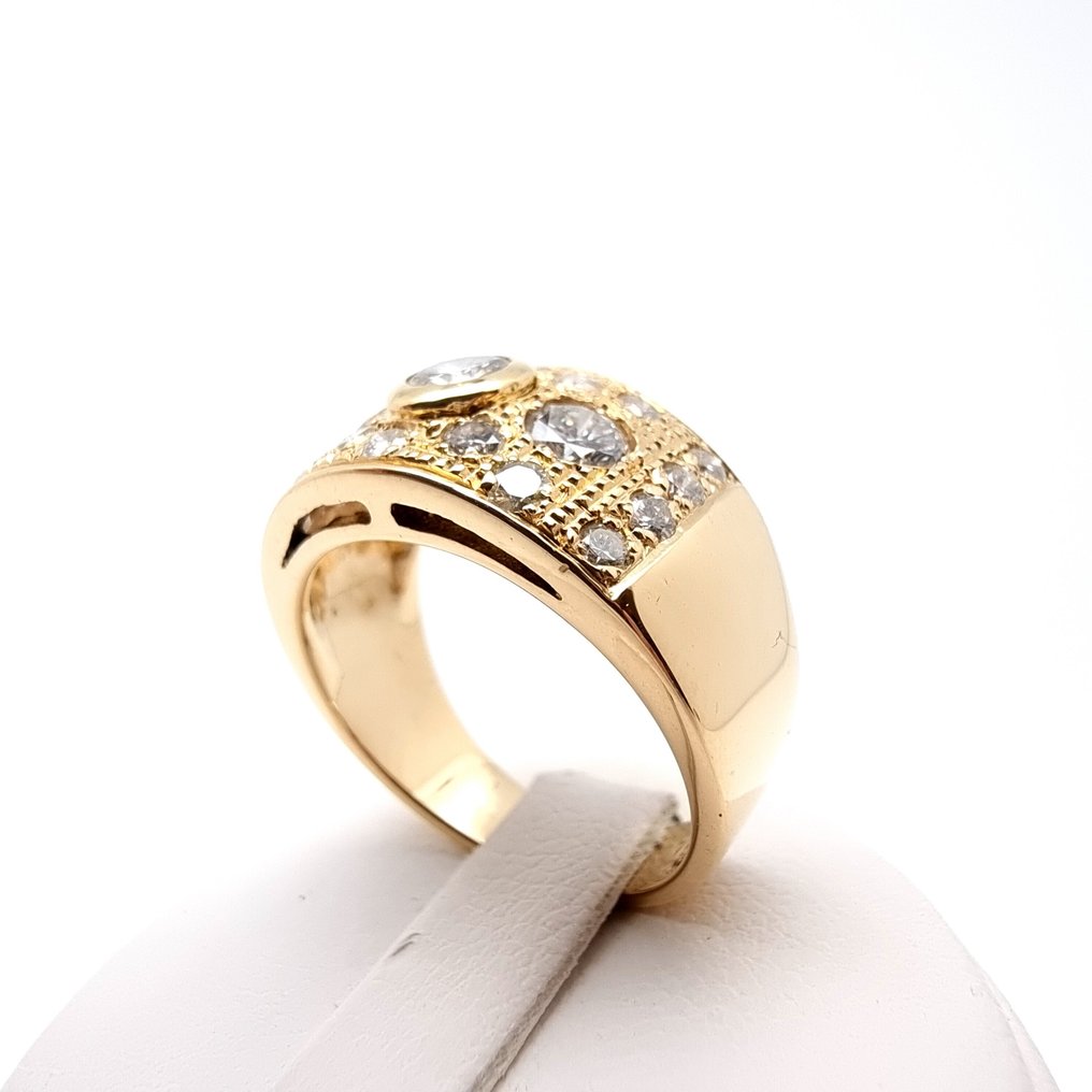 戒指 - 18K包金 黄金 钻石 (天然)  #1.0