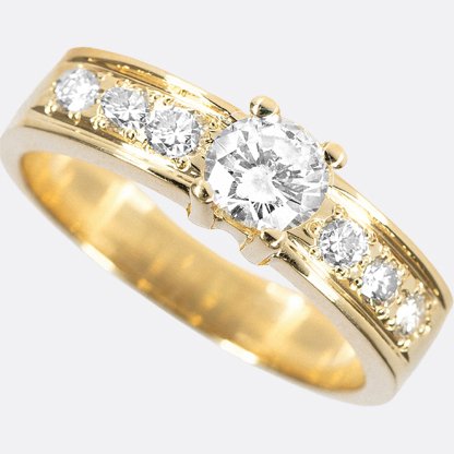 Zonder minimumprijs - Handmade - Ring - Hauszertifikat - 14 karaat Geel goud - 1.02ct. tw. Diamant (Natuurlijk) - Diamant #1.0