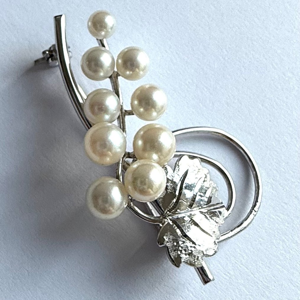 Senza prezzo di riserva - Spilla Argento, Spilla in argento sterling 925 con perle a grappolo #4.3