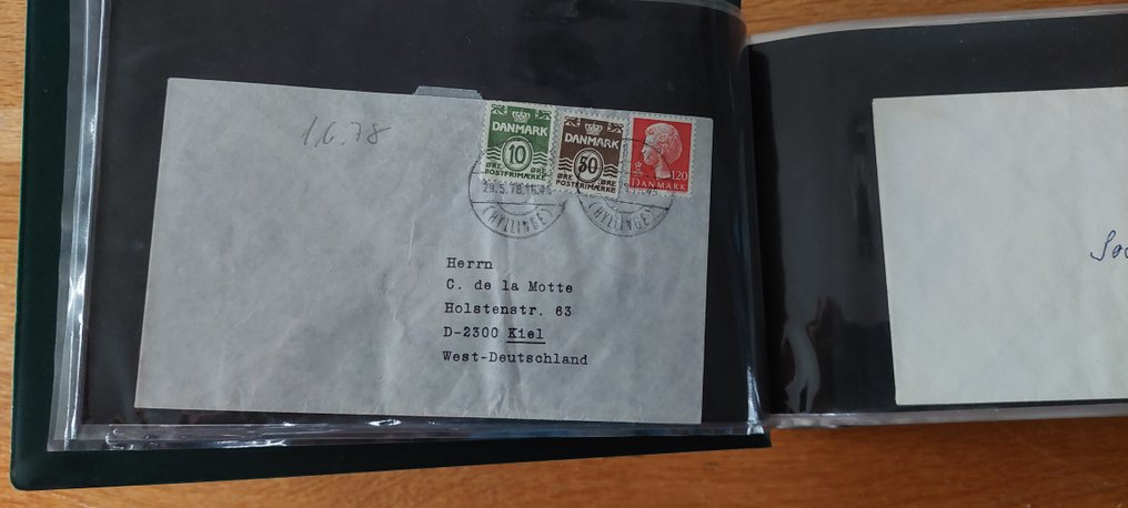 Denmark 1938/1975 - Postage, post value cards in a safe album. #4.3