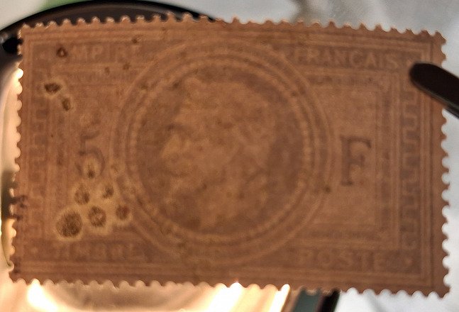 法国  - 超级法国第33号，紫灰色已加盖星形编号邮戳，巴黎22，签名。 #2.1