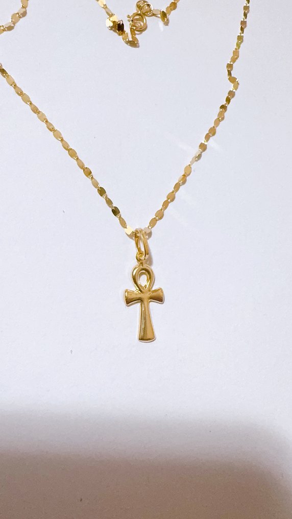 No reserve price - Necklace with pendant - 18 kt. Yellow gold - 45cm 1.6mm - 2.4cm x 9mm #1.0