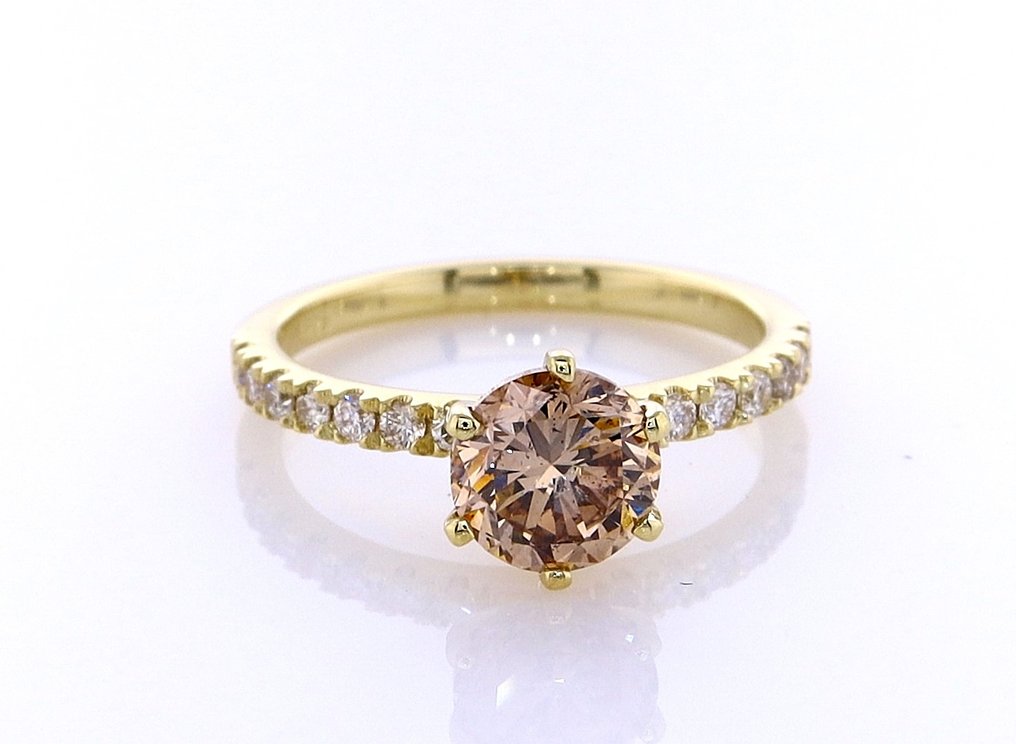 戒指 - 14K包金 黄金 - 1.18ct. tw. 钻石 (天然色彩的) - 钻石 #1.0