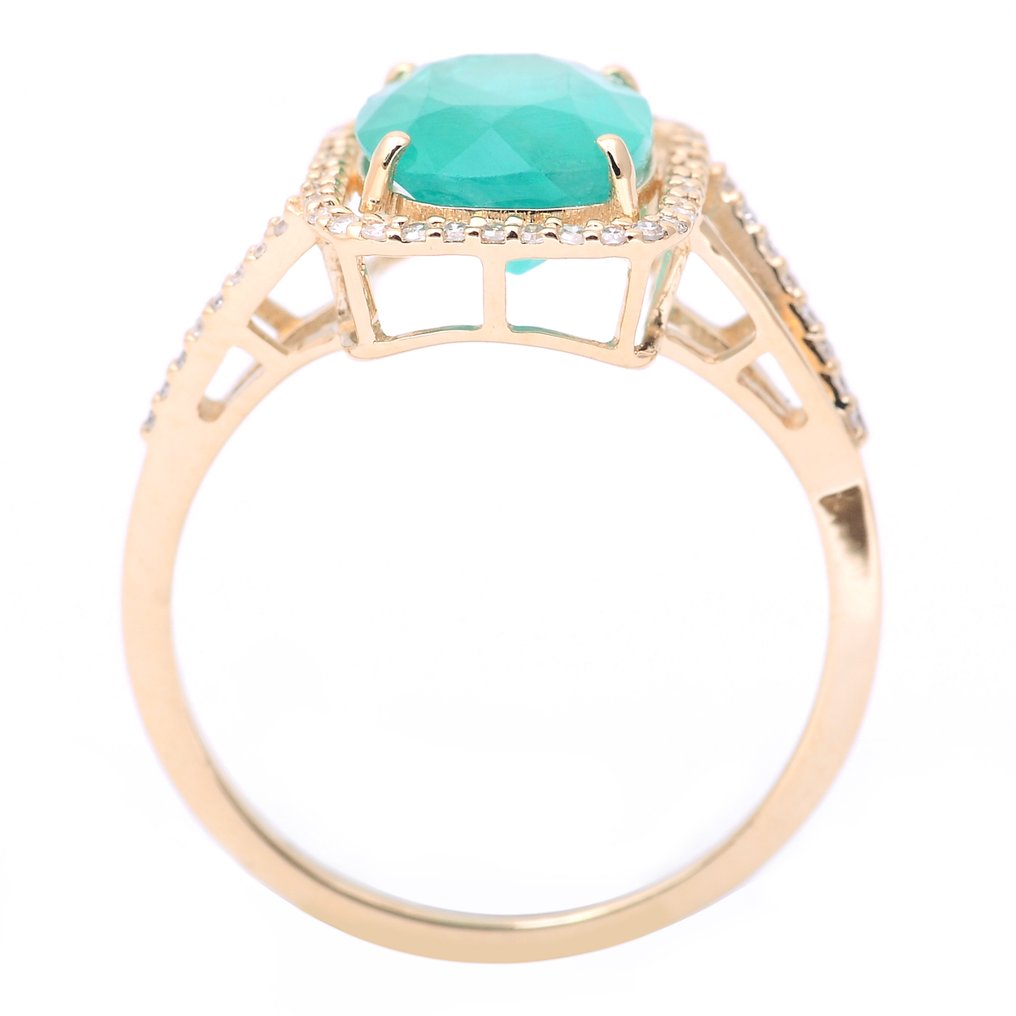 Nincs minimálár - Gyűrű - 14 kt. Sárga arany -  2.73ct. tw. Smaragd - Gyémánt #3.2