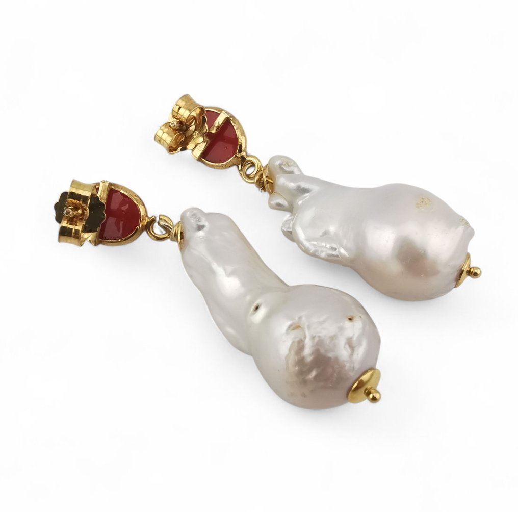 Κοράλλι - Ασημί - Σκουλαρίκια - Ιταλικό χειροτεχνία #4.3