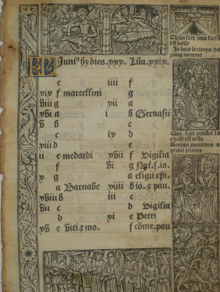 Vostre - Leaf from a book of hours, printed on vellum - 1502 #3.2