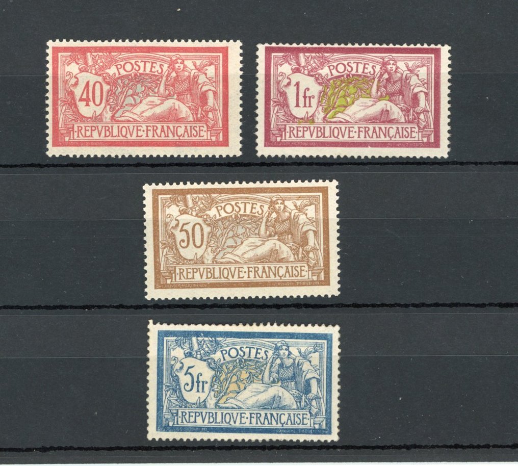 France 1900 - With signed Calves, valued at €1100, without hinge, Mersons. - Yvert n°119/121 et 123 #1.0