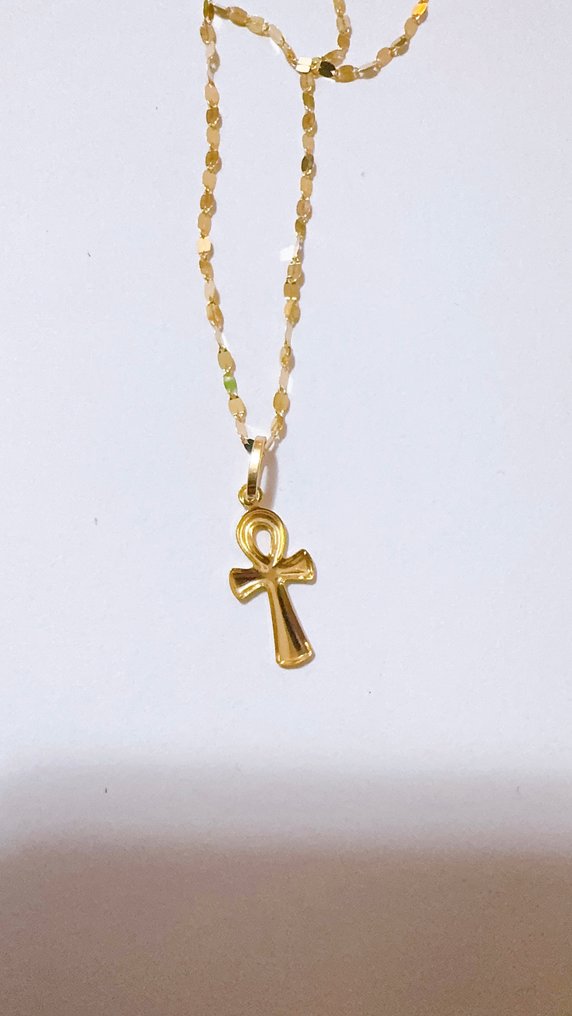 No reserve price - Necklace with pendant - 18 kt. Yellow gold - 45cm 1.6mm - 2.4cm x 9mm #2.1
