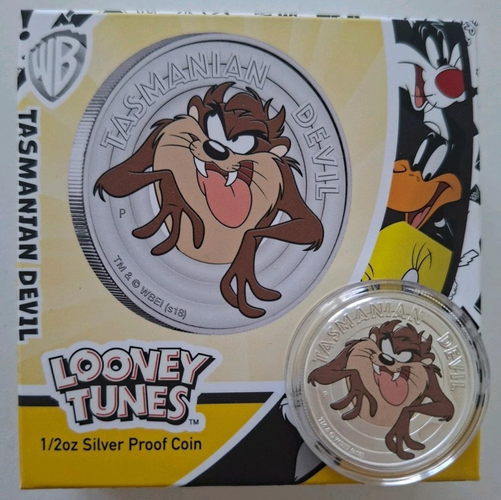 Tuvalu. 50 Cent 2018 Looney Tunes - Tasmanian Devil Tuvalu 1/2 oz (.999) #2.1