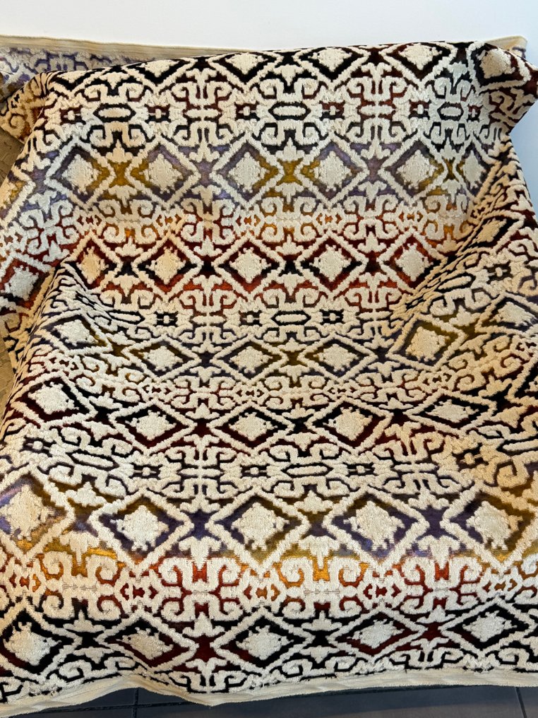Jacquard-fløyelsstoff for møbeltapetsering med geometrisk mønster. - Polstringsstoff  - 2.5 m - 1.4 m #1.0