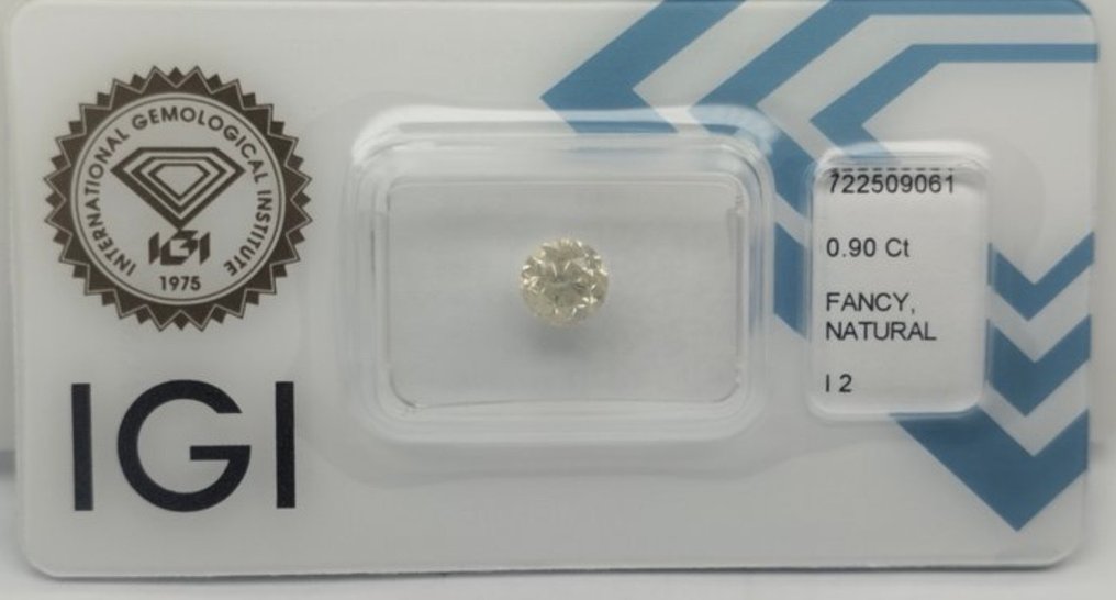 No Reserve Price - 1 pcs Diamond  (Natural)  - 0,90 ct - Round - I2 - International Gemological Institute (IGI) #1.0