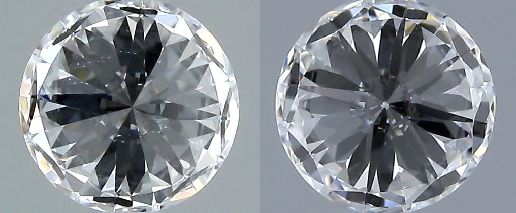 Utan reservationspris - 2 pcs Diamant (Natural) - 0.62 ct - Rund - D (färglös) - VVS2 - Gemological Institute of America (GIA) - *Matchande par* *VG EX* #3.2