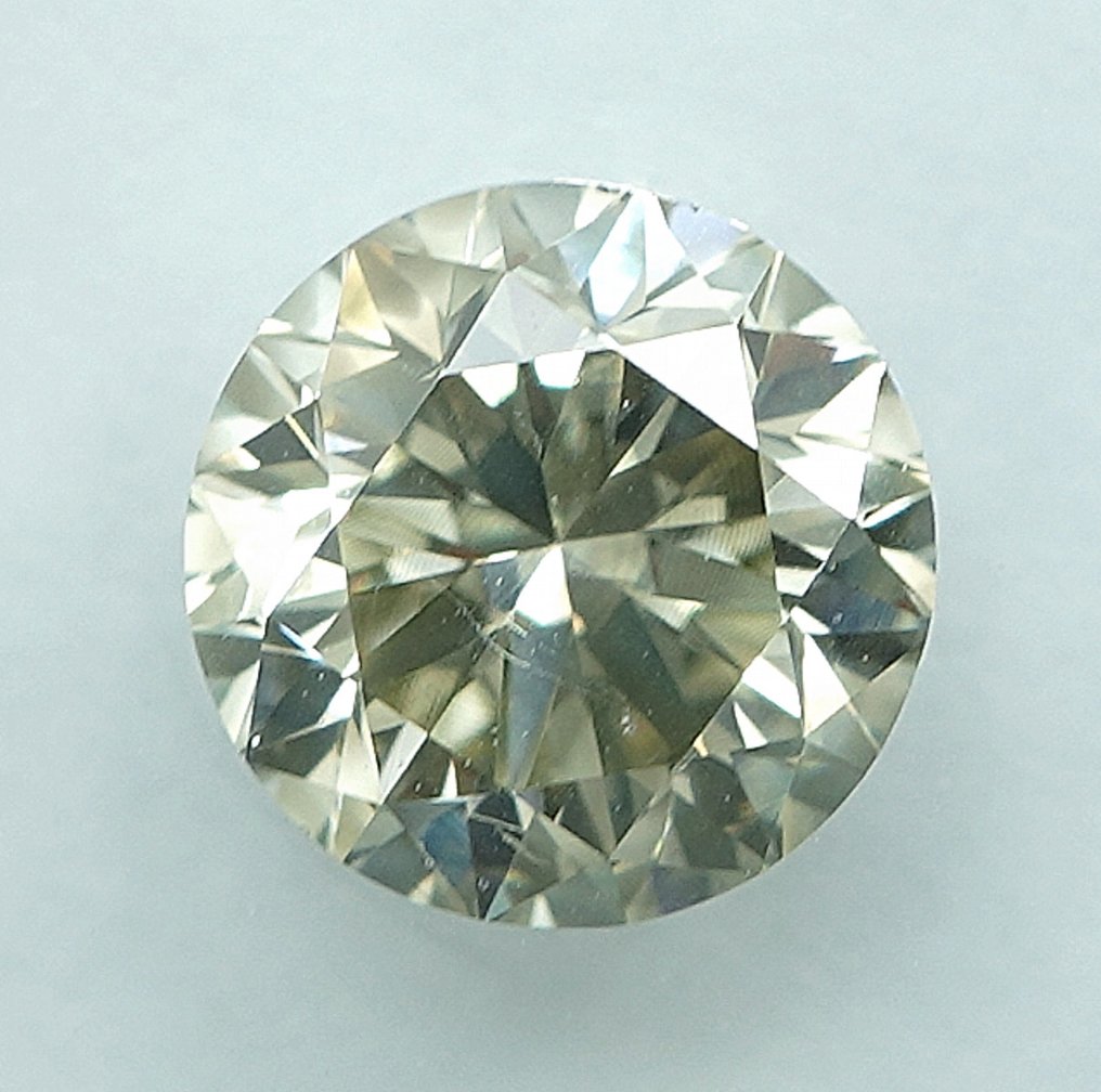 没有保留价 - 1 pcs 钻石  (天然色彩的)  - 1.06 ct - 圆形 - Light 稍帶灰色的 黄色 - SI2 微内含二级 - 国际宝石研究院（IGI） #2.1