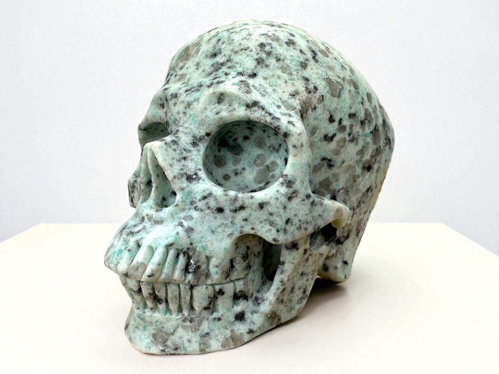莲花碧玉骷髅“博物馆级” 雕刻頭骨 - Jasper - 9.5 cm - 8.5 cm - 12 cm - (1) #2.1