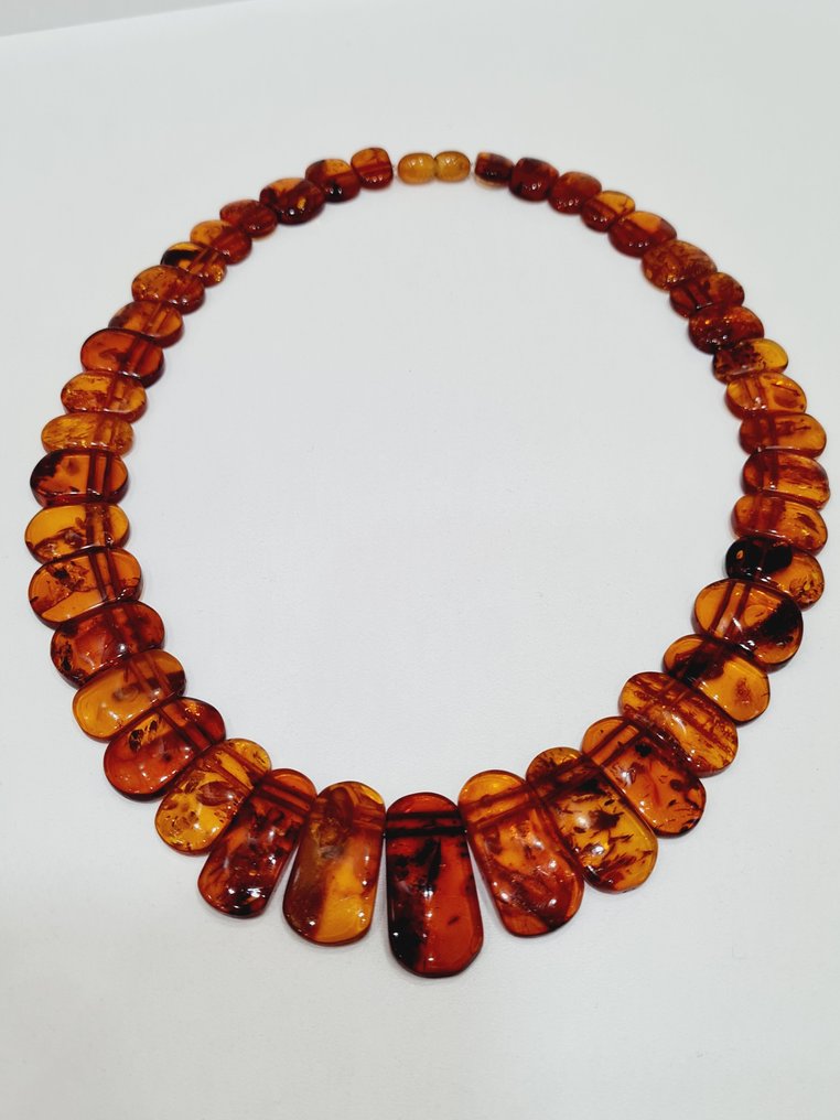 Όμορφο απολιθωμένο κεχριμπάρι chokar. - Κολιέ τσόκερ - Κρίκος από κεχριμπάρι #1.0