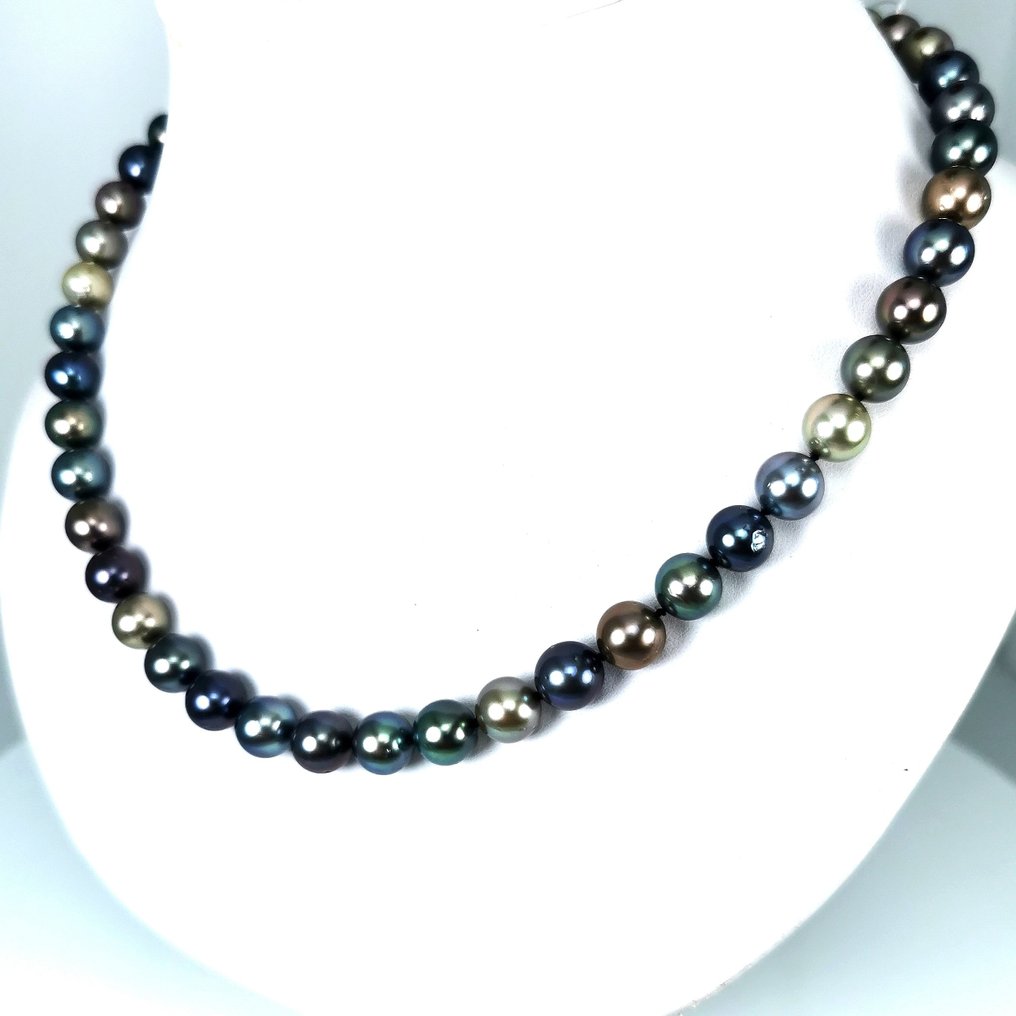 Colier Argint Perlă - Tahiti multicolors Ø8x9MM #1.0