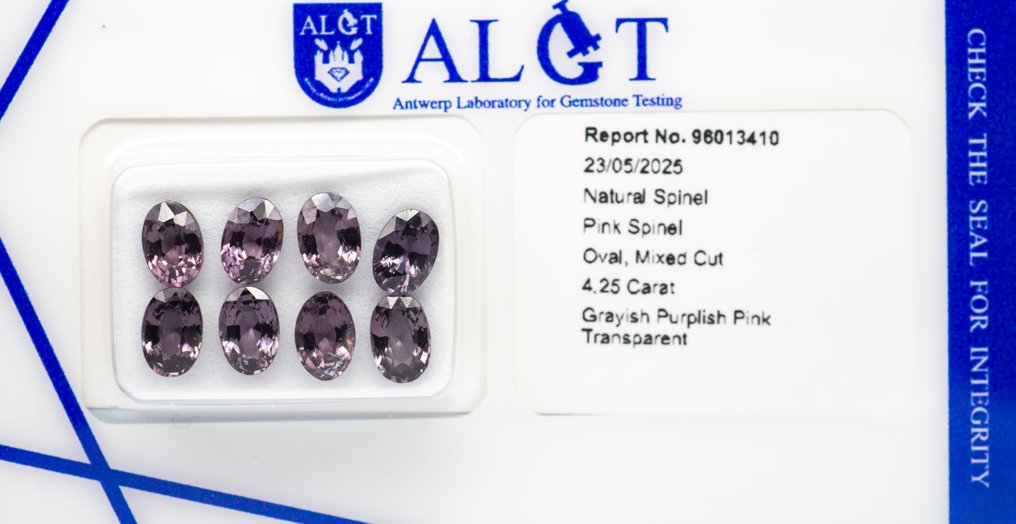 沒有保留價 - 8 pcs 尖晶石 - 4.25 ct - Antwerp Laboratory for Gemstone Testing (ALGT) - 灰色调的偏紫粉色 #3.2