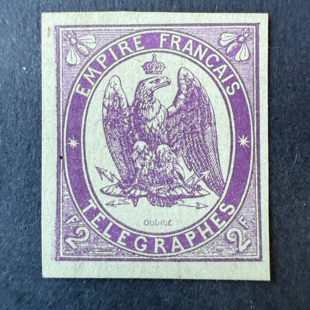 Γαλλία - Τηλεγράφημα Yvert 4 "2fr μοβ" σε καινούργιο - TB υπογεγραμμένο Brun #1.0